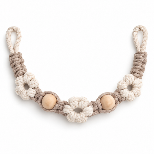 Latte Daisy Macramé Curtain Tieback