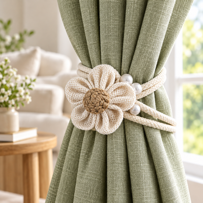 Beige Flower Curtain Tieback