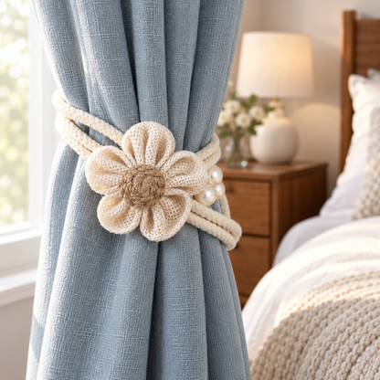 Beige Flower Curtain Tieback
