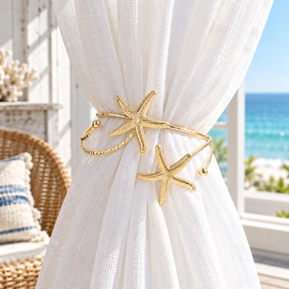 Gold Double Starfish Curtain Tieback