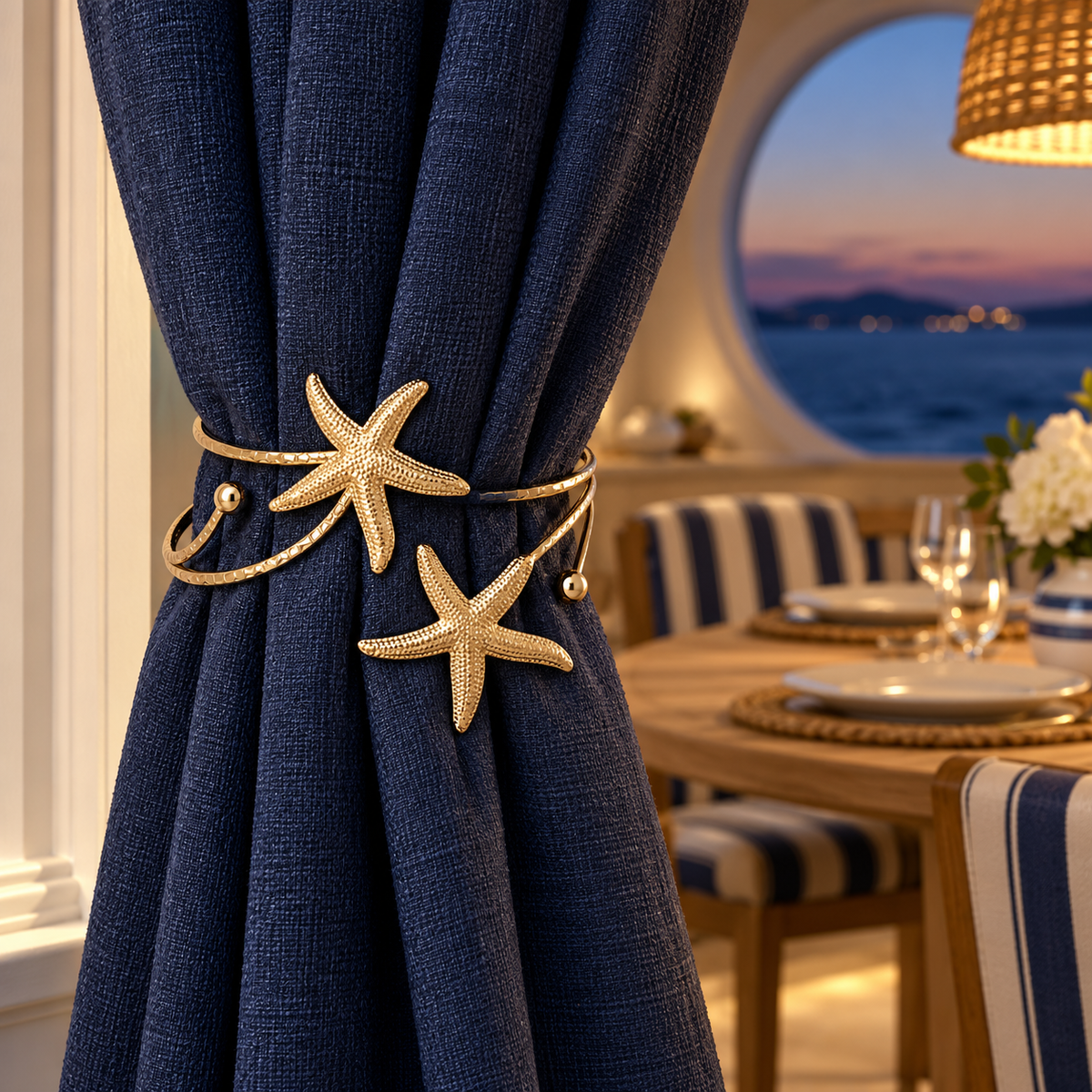 Gold Double Starfish Curtain Tieback