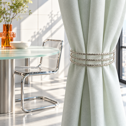 Silver Triple-Band Curtain Tieback