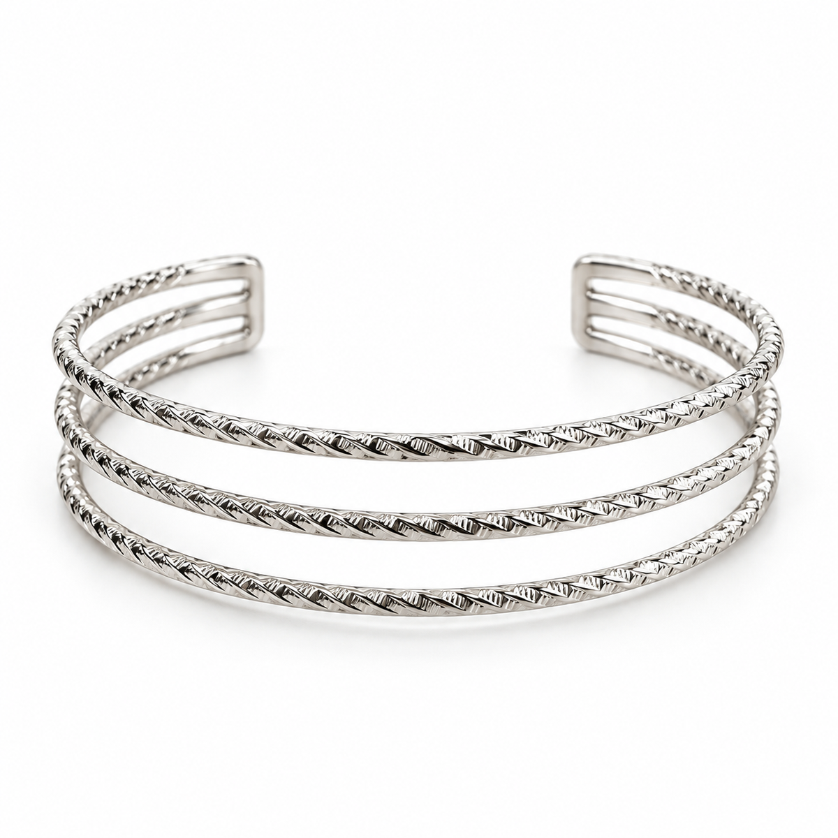 Silver Triple-Band Curtain Tieback