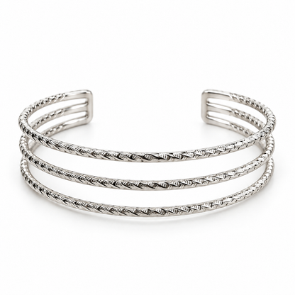 Silver Triple-Band Curtain Tieback