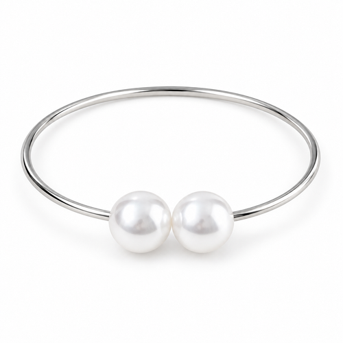 Silver Double Pearl-Look Flexible Curtain Tieback