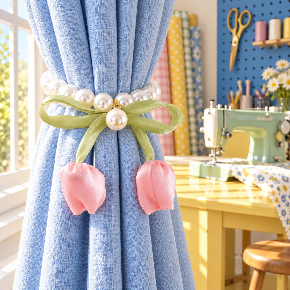 Pink Tulip Pearl-Look Magnetic Curtain Tieback