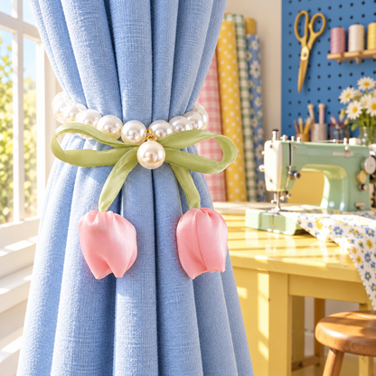 Pink Tulip Pearl-Look Magnetic Curtain Tieback
