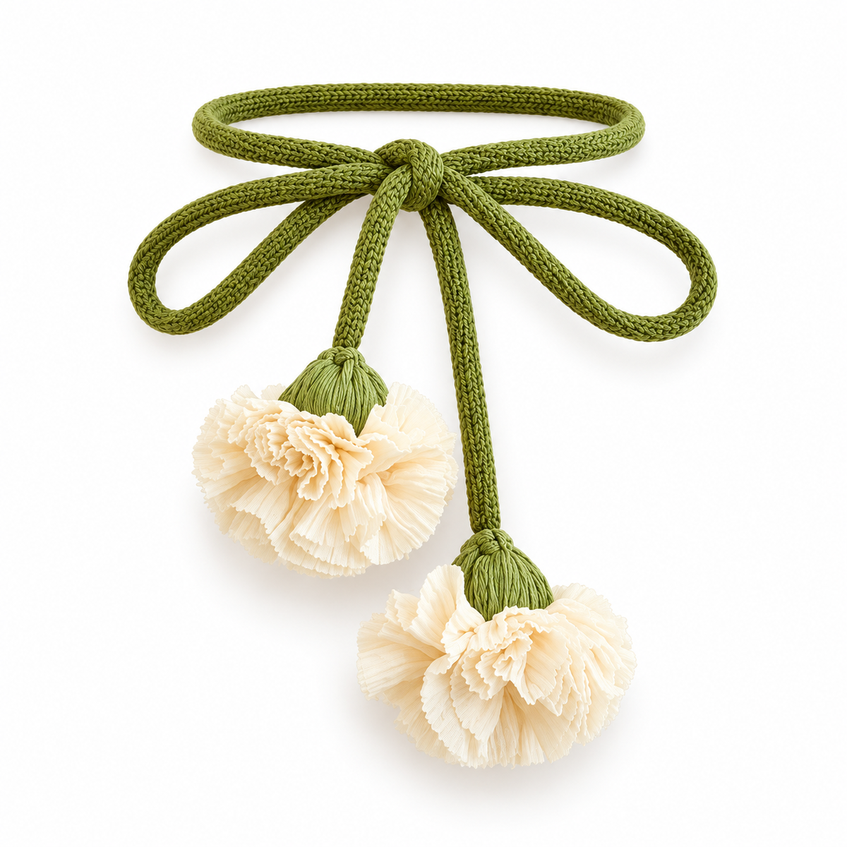 Cream White Ruffled Flower Curtain Tieback
