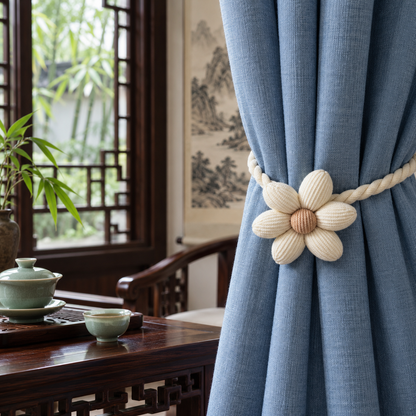 Beige Magnetic Flower Curtain Tieback