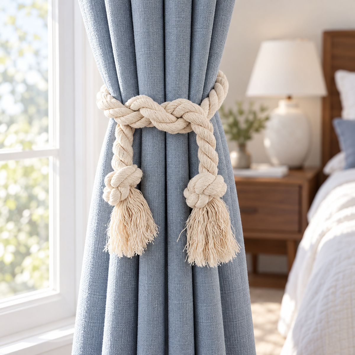 Ivory Twisted Rope Curtain Tieback